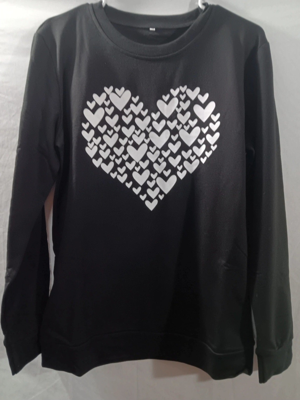 Black Heart-Print Women's Pullover Sweatshirt
